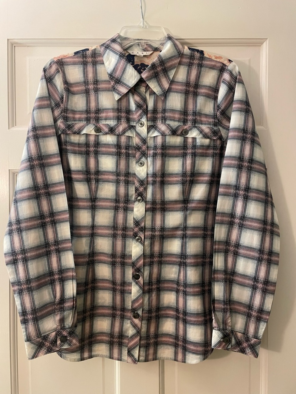 CAbi Plaid Festival Button-Front Shirt Sz M EUC
